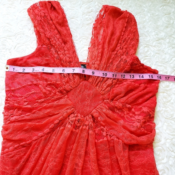 Casting Orange Sheer Lace Sleeveless Dress - Picture 5 of 8